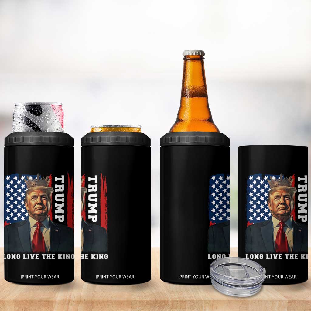 Trump 2025 4 in 1 Can Cooler Tumbler President Long Live the King American Flag TS02 Print Your Wear