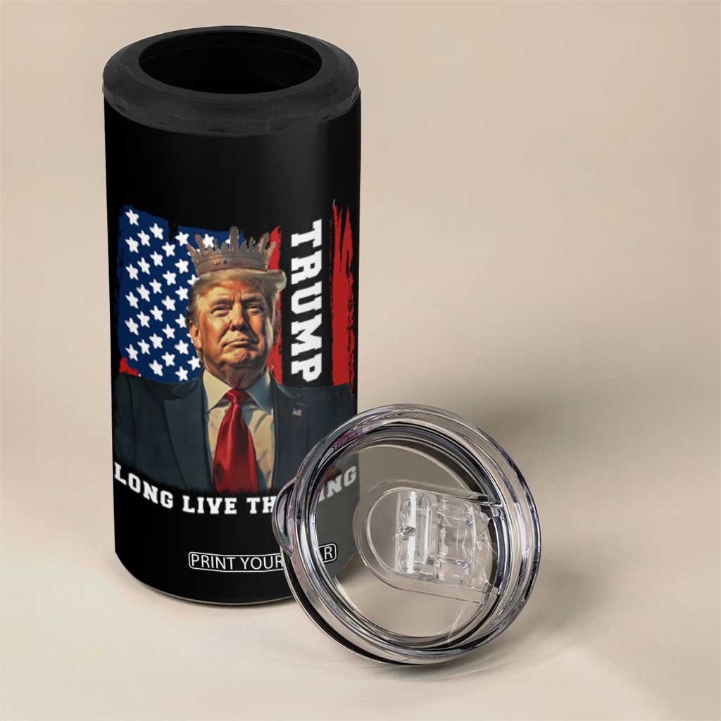 Trump 2025 4 in 1 Can Cooler Tumbler President Long Live the King American Flag TS02 Print Your Wear