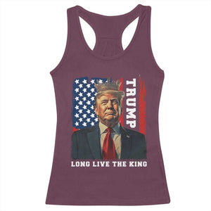Trump 2025 Racerback Tank Top President Long Live the King American Flag TS02 Maroon Print Your Wear