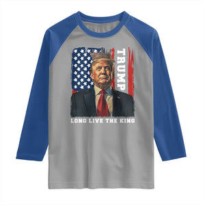 Trump 2025 Raglan Shirt President Long Live the King American Flag TS02 Sport Gray Royal Print Your Wear