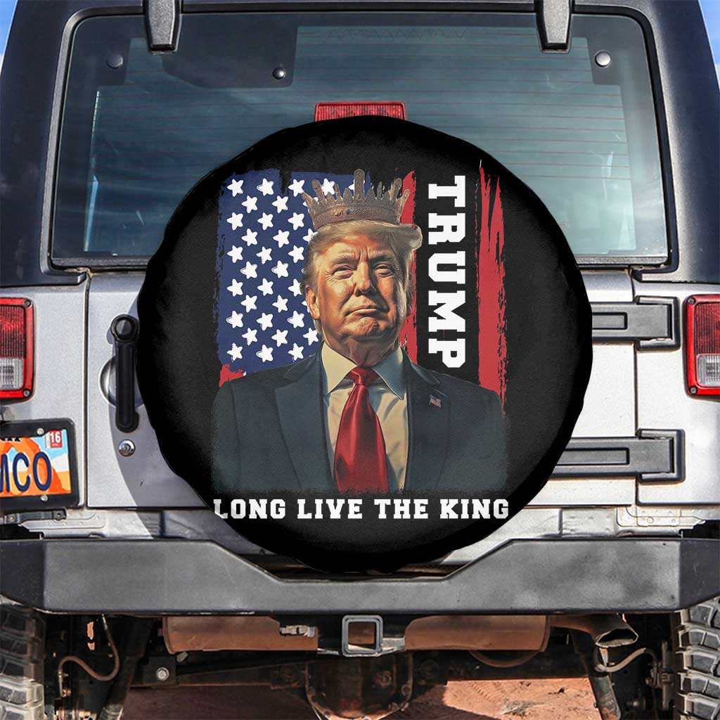 Trump 2025 Spare Tire Cover President Long Live the King American Flag TS02 No hole Black Print Your Wear