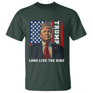 Trump 2025 T Shirt President Long Live the King American Flag TS02 Dark Forest Green Print Your Wear
