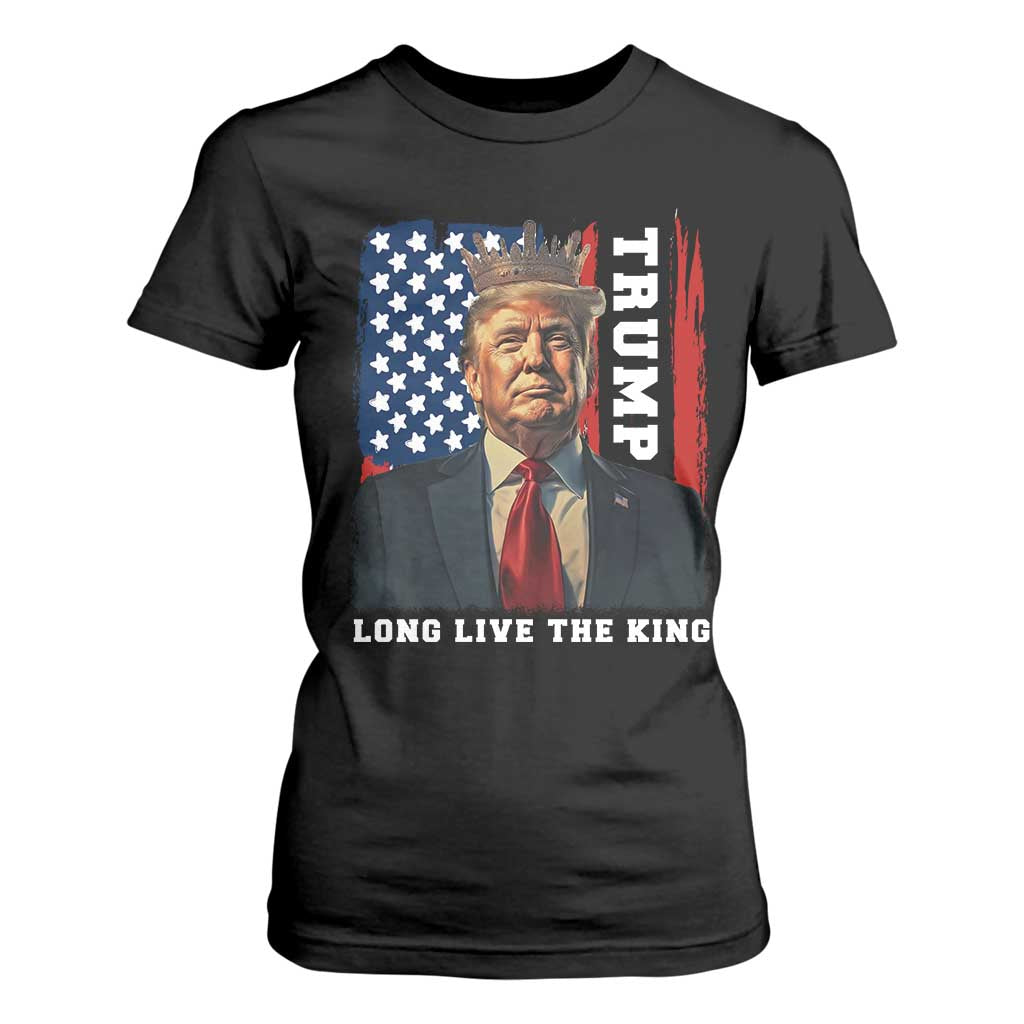 Trump 2025 T Shirt For Women President Long Live the King American Flag TS02 Black Print Your Wear