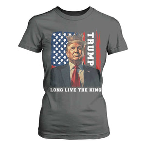 Trump 2025 T Shirt For Women President Long Live the King American Flag TS02 Dark Heather Print Your Wear