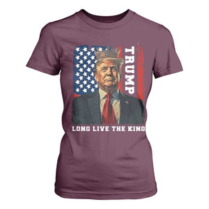 Trump 2025 T Shirt For Women President Long Live the King American Flag TS02 Maroon Print Your Wear