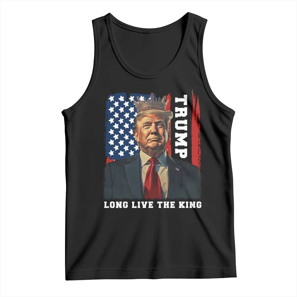 Trump 2025 Tank Top President Long Live the King American Flag TS02 Black Print Your Wear