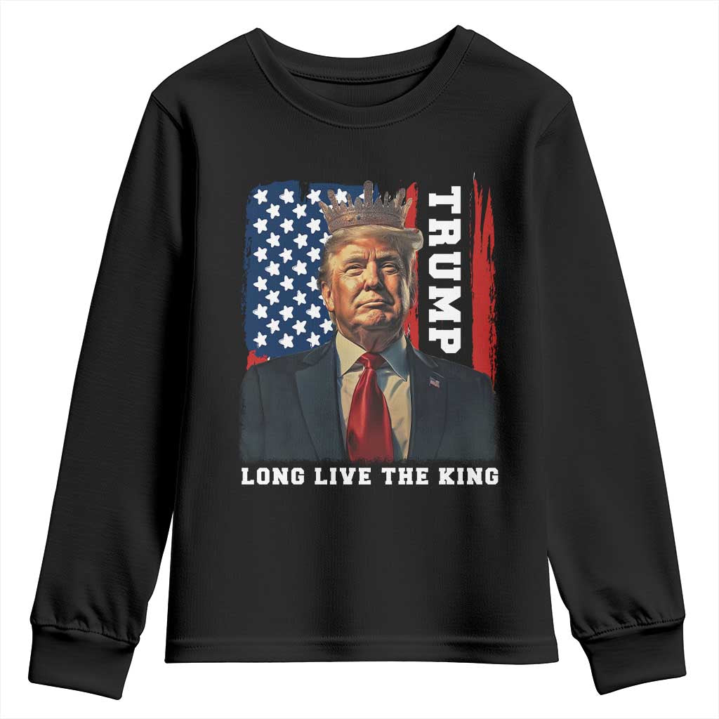 Trump 2025 Youth Sweatshirt President Long Live the King American Flag TS02 Black Print Your Wear