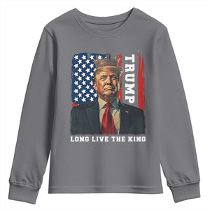 Trump 2025 Youth Sweatshirt President Long Live the King American Flag TS02 Charcoal Print Your Wear