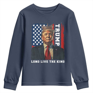 Trump 2025 Youth Sweatshirt President Long Live the King American Flag TS02 Navy Print Your Wear