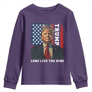 Trump 2025 Youth Sweatshirt President Long Live the King American Flag TS02 Purple Print Your Wear