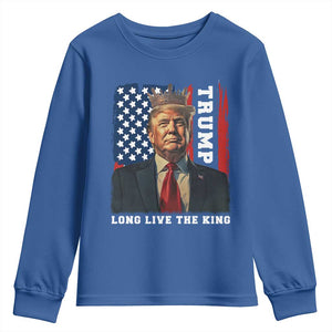 Trump 2025 Youth Sweatshirt President Long Live the King American Flag TS02 Royal Blue Print Your Wear