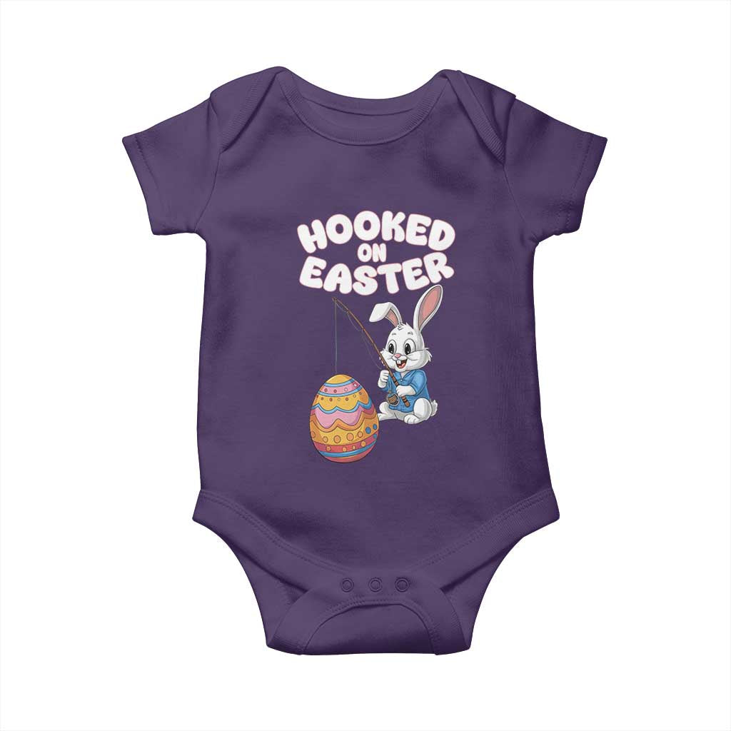 Cute Bunny Fishing Baby Onesie Hooked for Easter Eggs Funny Holiday TS02 Purple Print Your Wear