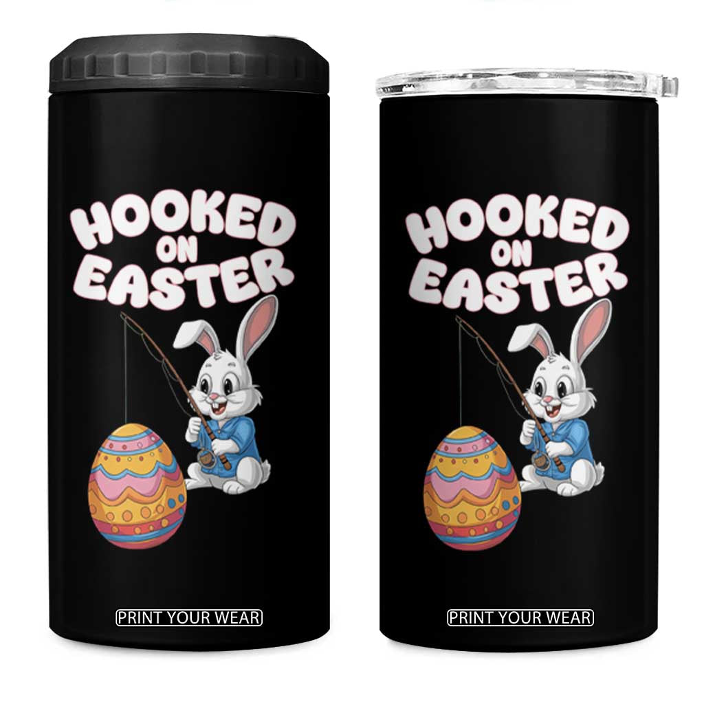 Cute Bunny Fishing 4 in 1 Can Cooler Tumbler Hooked for Easter Eggs Funny Holiday TS02 One Size: 16 oz Black Print Your Wear
