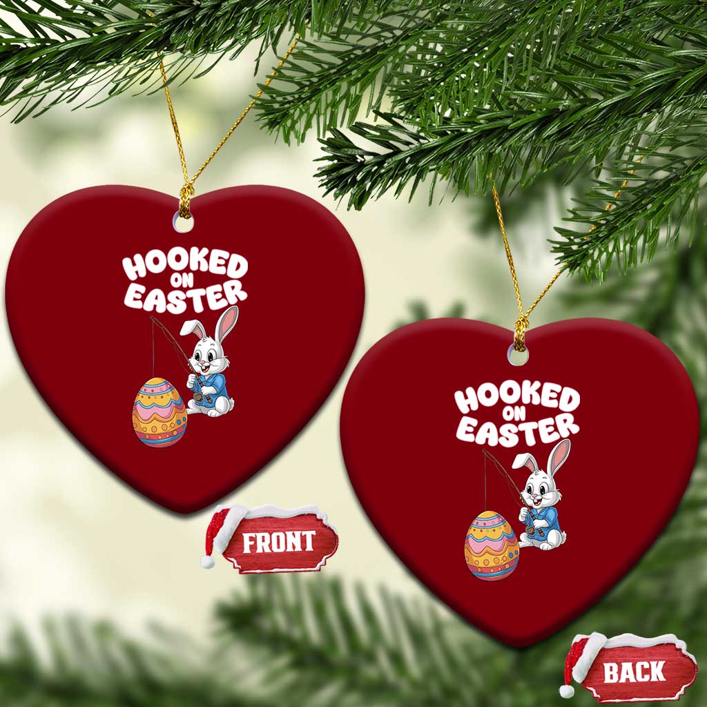 Cute Bunny Fishing Ceramic Ornament Hooked for Easter Eggs Funny Holiday TS02 Print Your Wear