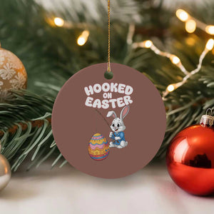 Cute Bunny Fishing Ceramic Ornament Hooked for Easter Eggs Funny Holiday TS02 1pc Mocha Print Your Wear