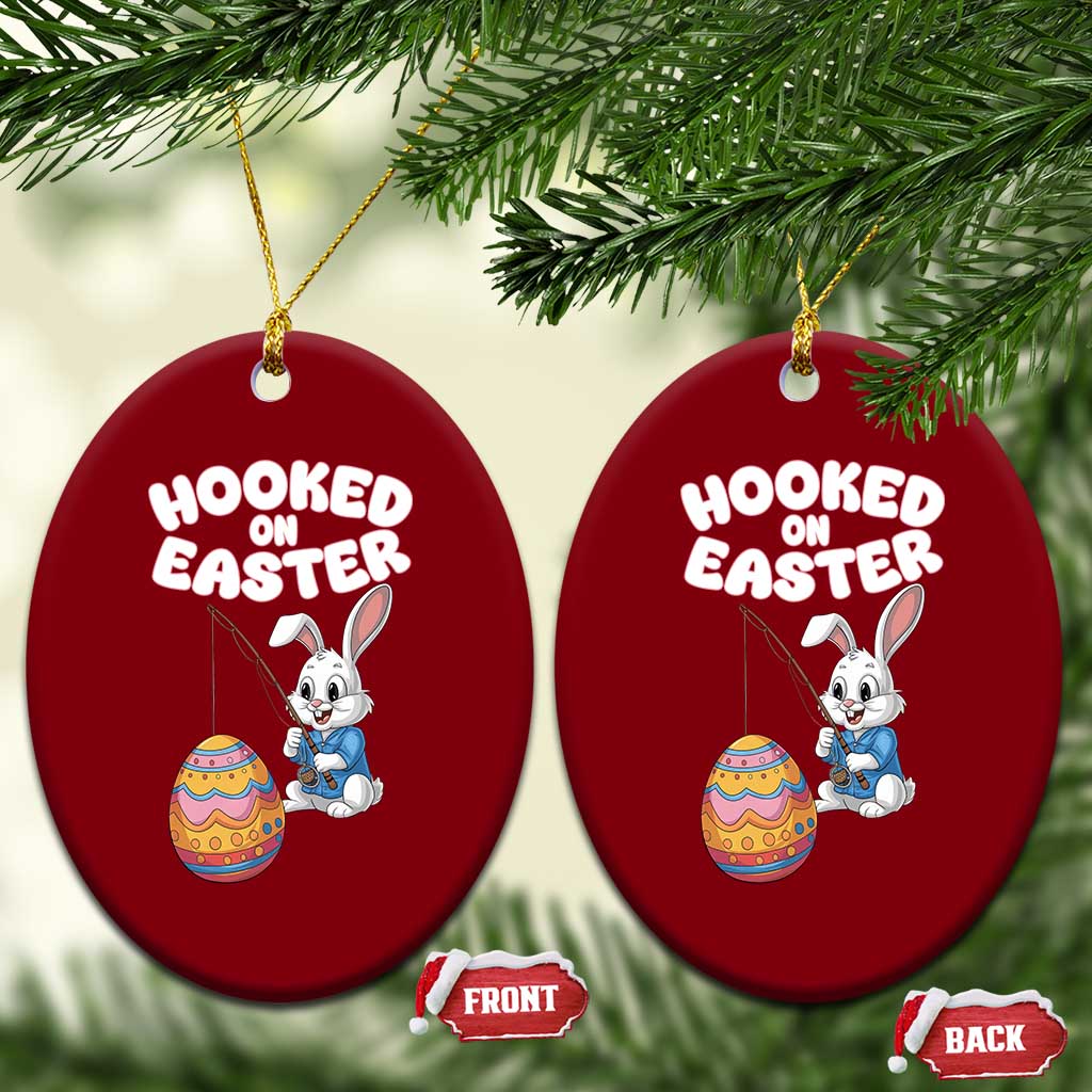 Cute Bunny Fishing Ceramic Ornament Hooked for Easter Eggs Funny Holiday TS02 Print Your Wear