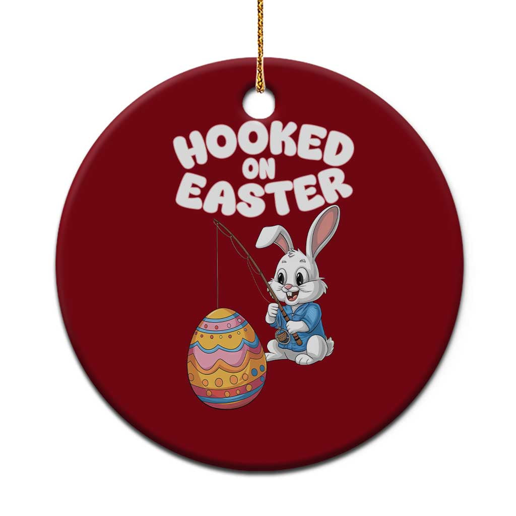 Cute Bunny Fishing Ceramic Ornament Hooked for Easter Eggs Funny Holiday TS02 1pc Red Print Your Wear