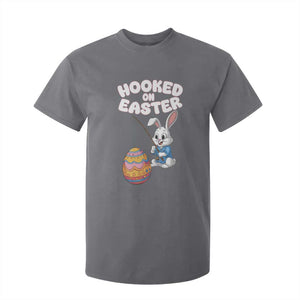 Cute Bunny Fishing T Shirt For Kid Hooked for Easter Eggs Funny Holiday TS02 Charcoal Print Your Wear