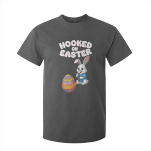 Cute Bunny Fishing T Shirt For Kid Hooked for Easter Eggs Funny Holiday TS02 Dark Heather Print Your Wear