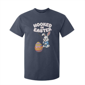 Cute Bunny Fishing T Shirt For Kid Hooked for Easter Eggs Funny Holiday TS02 Navy Print Your Wear