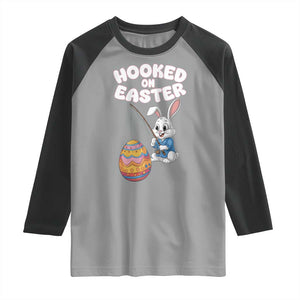 Cute Bunny Fishing Raglan Shirt Hooked for Easter Eggs Funny Holiday TS02 Sport Gray Black Print Your Wear