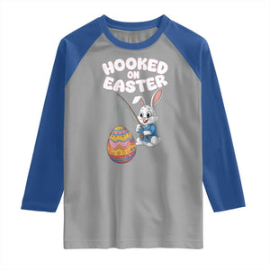 Cute Bunny Fishing Raglan Shirt Hooked for Easter Eggs Funny Holiday TS02 Sport Gray Royal Print Your Wear