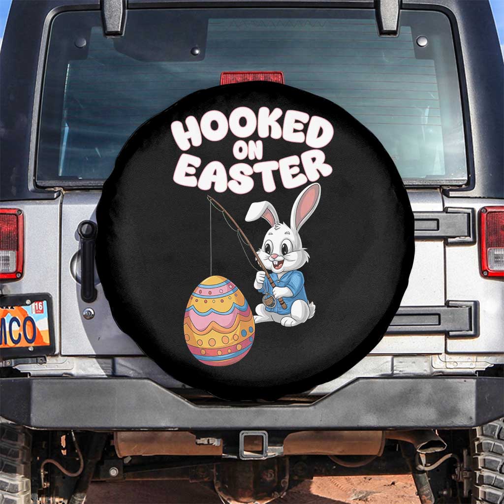 Cute Bunny Fishing Spare Tire Cover Hooked for Easter Eggs Funny Holiday TS02 No hole Black Print Your Wear