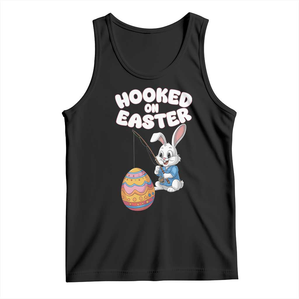 Cute Bunny Fishing Tank Top Hooked for Easter Eggs Funny Holiday TS02 Black Print Your Wear