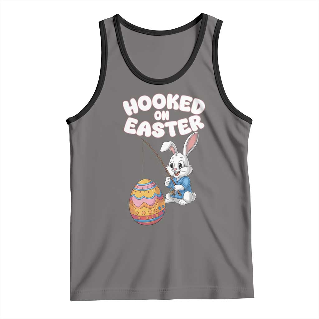 Cute Bunny Fishing Tank Top Hooked for Easter Eggs Funny Holiday TS02 Deep Heather Black Print Your Wear