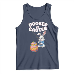 Cute Bunny Fishing Tank Top Hooked for Easter Eggs Funny Holiday TS02 Navy Print Your Wear