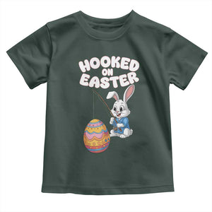 Cute Bunny Fishing Toddler T Shirt Hooked for Easter Eggs Funny Holiday TS02 Dark Forest Green Print Your Wear