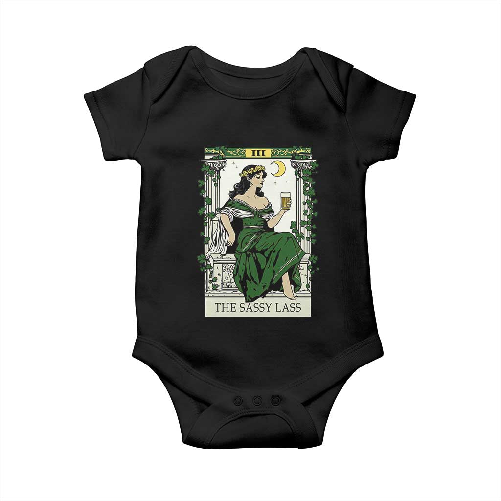 The Sassy Lass Tarot Card Baby Onesie Funny St Patrick's Day TS02 Black Print Your Wear