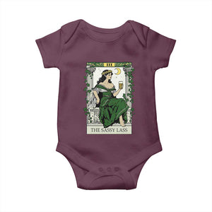 The Sassy Lass Tarot Card Baby Onesie Funny St Patrick's Day TS02 Maroon Print Your Wear