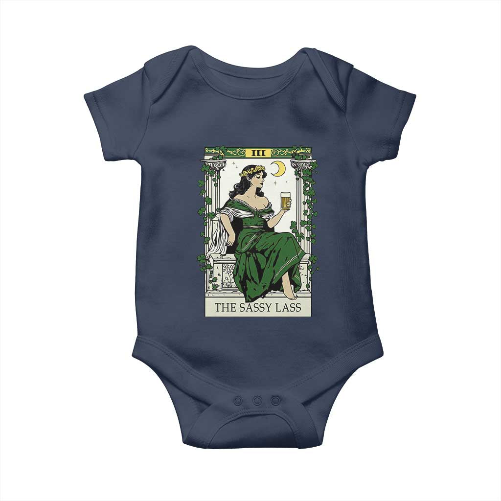 The Sassy Lass Tarot Card Baby Onesie Funny St Patrick's Day TS02 Navy Print Your Wear
