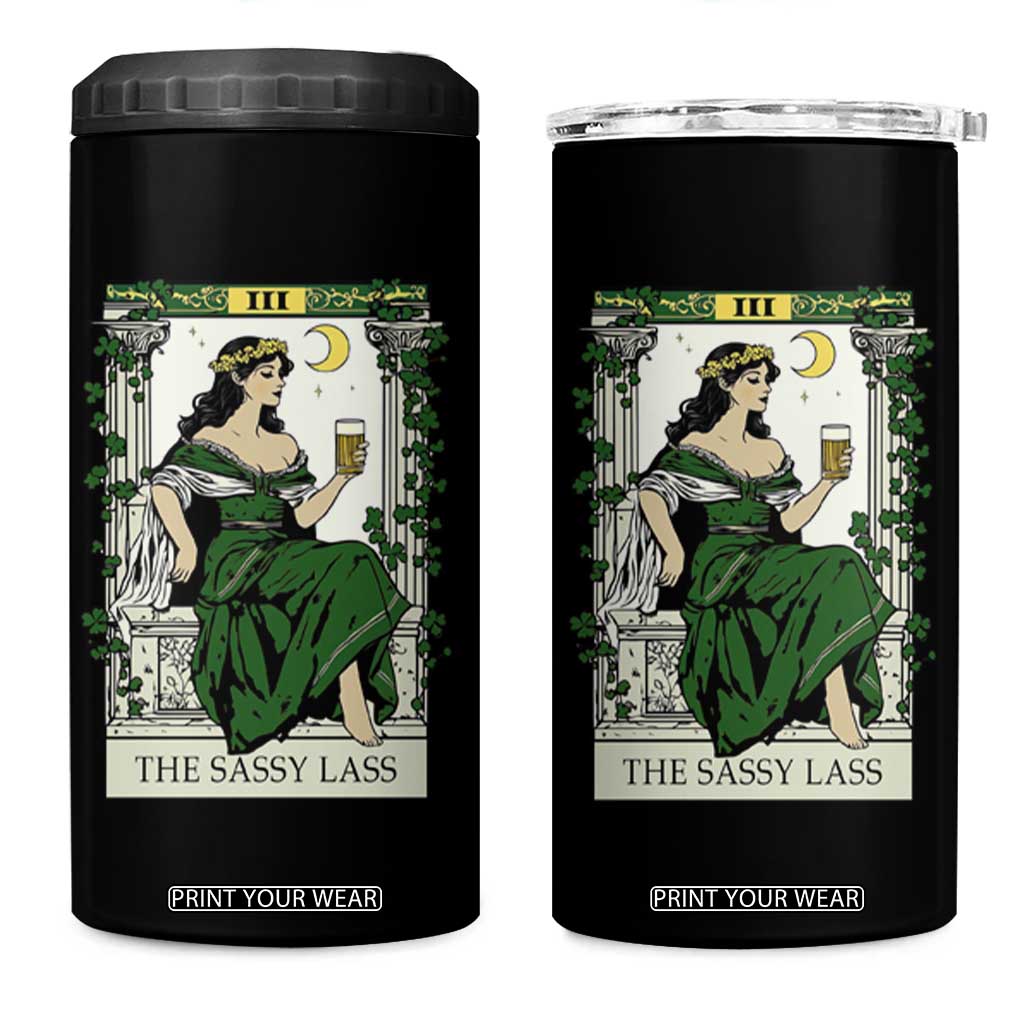The Sassy Lass Tarot Card 4 in 1 Can Cooler Tumbler Funny St Patrick's Day TS02 One Size: 16 oz Black Print Your Wear