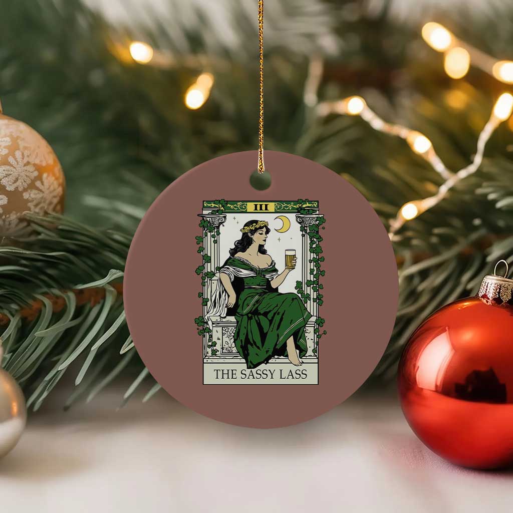 The Sassy Lass Tarot Card Ceramic Ornament Funny St Patrick's Day TS02 1pc Mocha Print Your Wear
