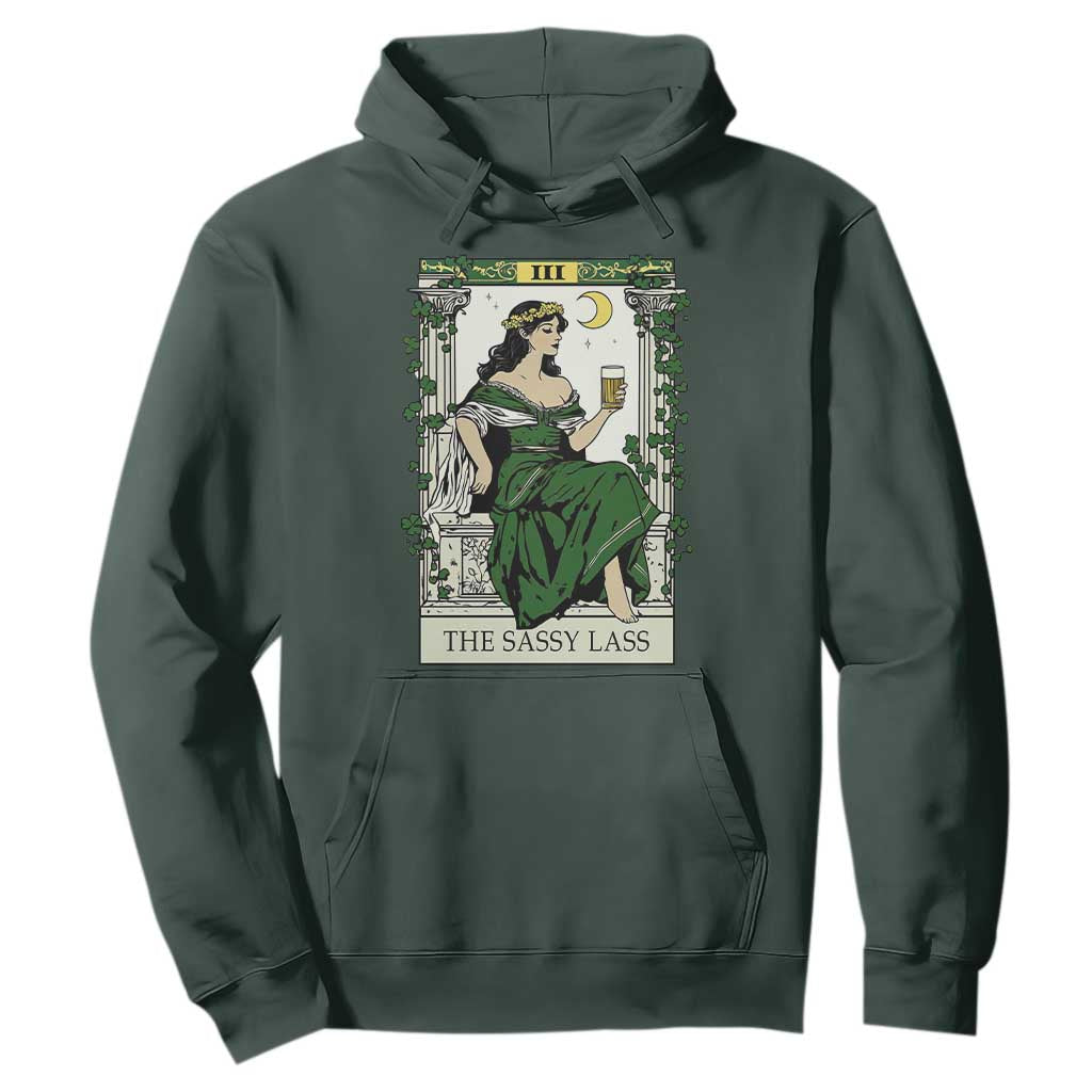 The Sassy Lass Tarot Card Hoodie Funny St Patrick's Day TS02 Dark Forest Green Print Your Wear