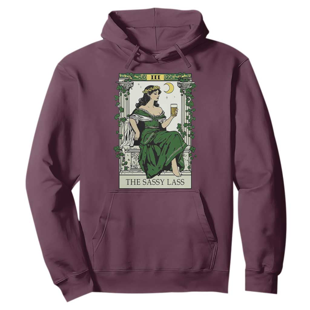 The Sassy Lass Tarot Card Hoodie Funny St Patrick's Day TS02 Maroon Print Your Wear