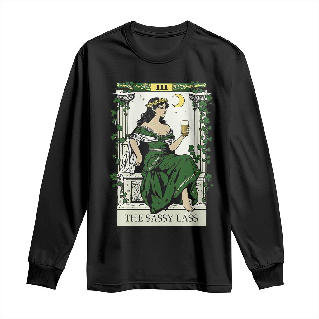 The Sassy Lass Tarot Card Long Sleeve Shirt Funny St Patrick's Day TS02 Black Print Your Wear