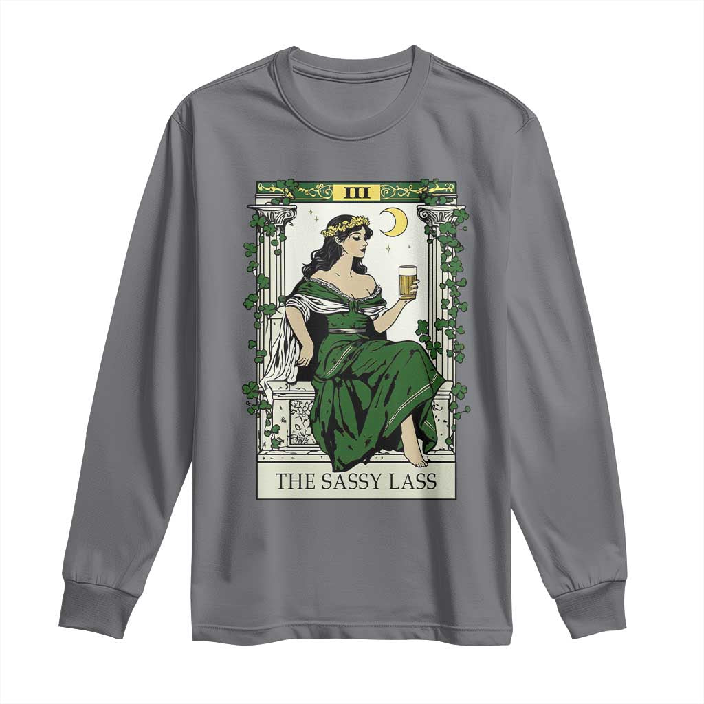 The Sassy Lass Tarot Card Long Sleeve Shirt Funny St Patrick's Day TS02 Charcoal Print Your Wear