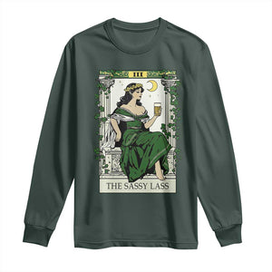 The Sassy Lass Tarot Card Long Sleeve Shirt Funny St Patrick's Day TS02 Dark Forest Green Print Your Wear