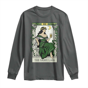 The Sassy Lass Tarot Card Long Sleeve Shirt Funny St Patrick's Day TS02 Dark Heather Print Your Wear