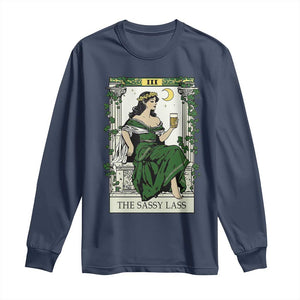 The Sassy Lass Tarot Card Long Sleeve Shirt Funny St Patrick's Day TS02 Navy Print Your Wear