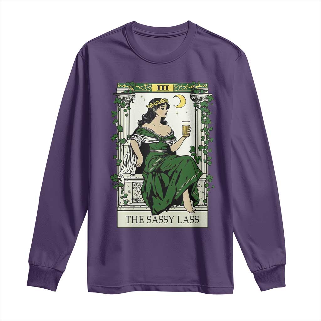The Sassy Lass Tarot Card Long Sleeve Shirt Funny St Patrick's Day TS02 Purple Print Your Wear