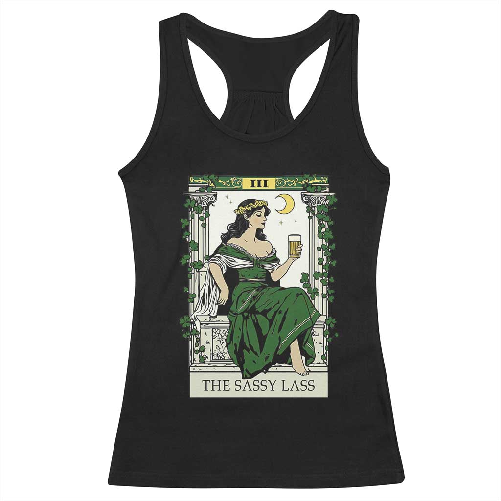 The Sassy Lass Tarot Card Racerback Tank Top Funny St Patrick's Day TS02 Black Print Your Wear