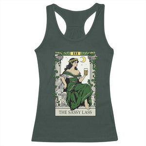 The Sassy Lass Tarot Card Racerback Tank Top Funny St Patrick's Day TS02 Dark Forest Green Print Your Wear