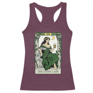 The Sassy Lass Tarot Card Racerback Tank Top Funny St Patrick's Day TS02 Maroon Print Your Wear