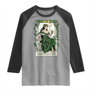 The Sassy Lass Tarot Card Raglan Shirt Funny St Patrick's Day TS02 Sport Gray Black Print Your Wear