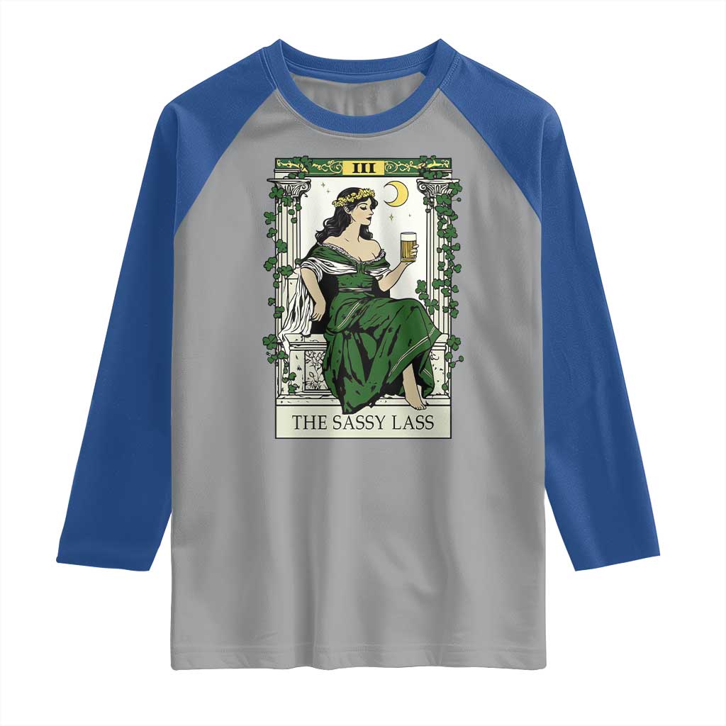 The Sassy Lass Tarot Card Raglan Shirt Funny St Patrick's Day TS02 Sport Gray Royal Print Your Wear