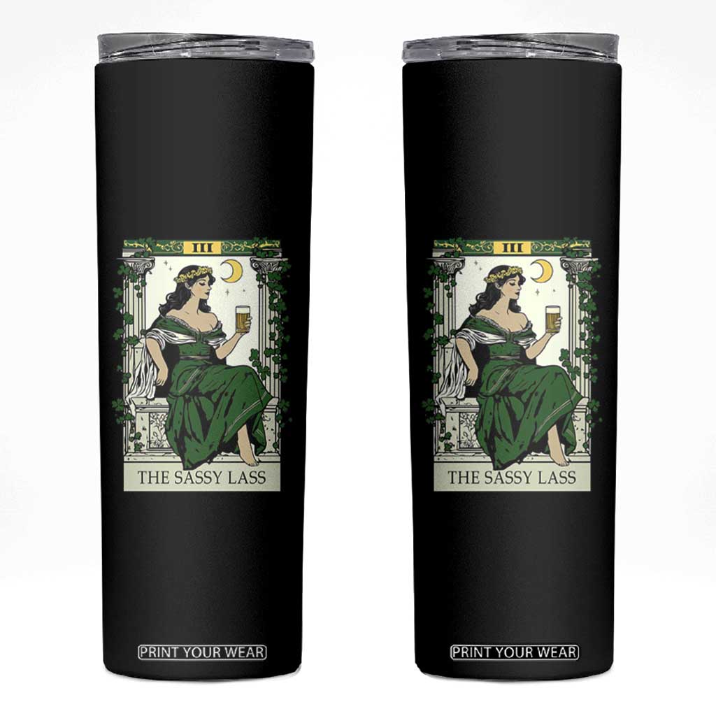 The Sassy Lass Tarot Card Skinny Tumbler Funny St Patrick's Day TS02 Black Print Your Wear